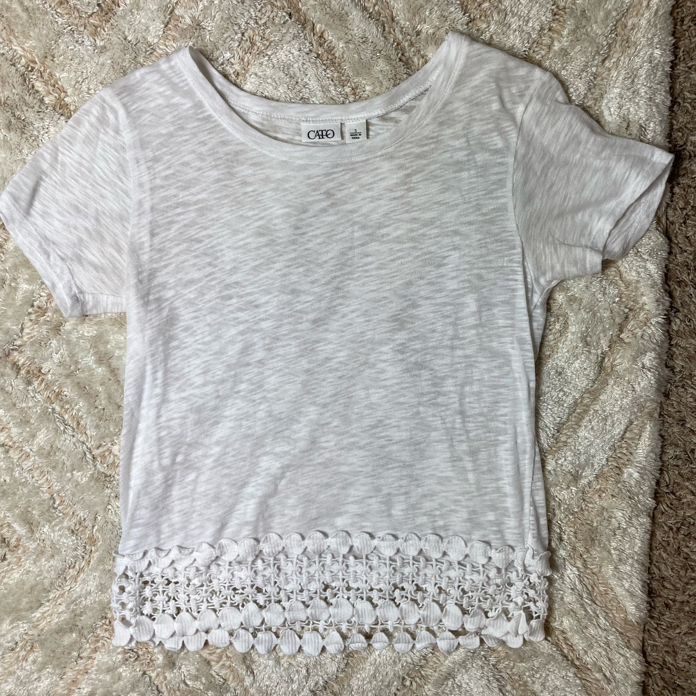 Cato White Shirt with Circle Bottom Detail